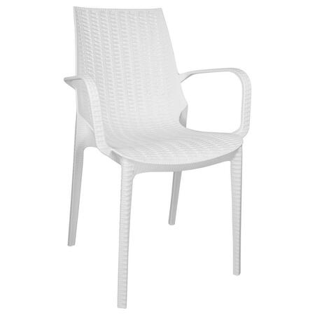 KD AMERICANA 35 x 21 x 22 in. Kent Outdoor Dining Arm Chair, White KD3042434